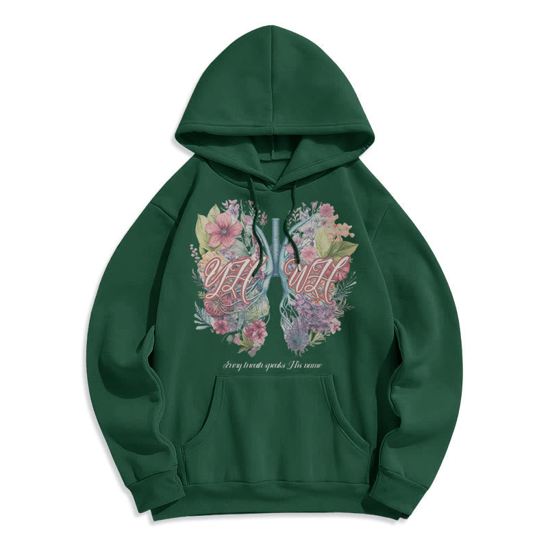 Christianartworkshop Felpa con cappuccio in poliestere foderata in pile con scritta "Every Breath Speaks His Name" di Colored Style - Verde - 2XL - image 20