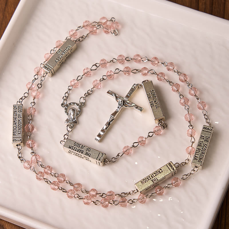 Christianartworkshop Il rosario dei misteri Barretta misteriosa incisa - Rosa - image 0