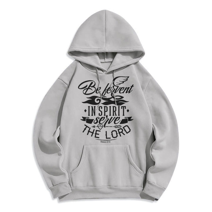 Christianartworkshop Felpa con cappuccio in poliestere foderata in pile "Be Fervent In Spirit" in stile moderno - Grigio - 2XL - image 30
