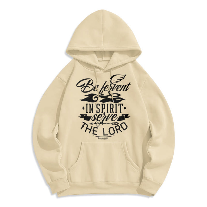 Christianartworkshop Felpa con cappuccio in poliestere foderata in pile "Be Fervent In Spirit" in stile moderno - Beige - 2XL - image 10