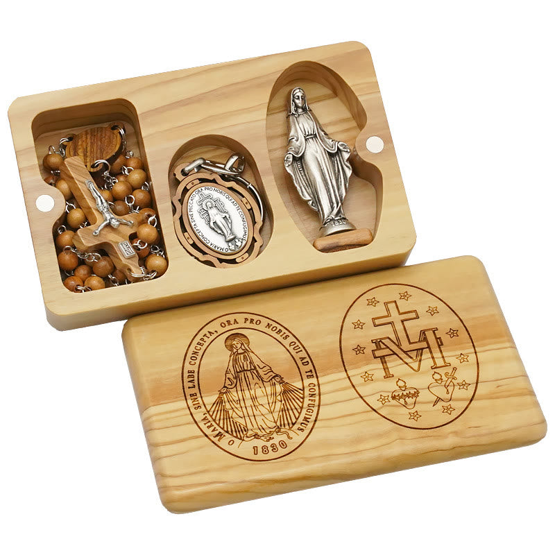 Set di rosari devozionali in legno d'ulivo della Vergine Maria in stile classico Christianartworkshop - image 10