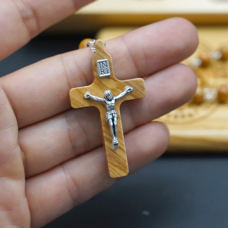 Set di rosari devozionali in legno d'ulivo della Vergine Maria in stile classico Christianartworkshop - image 8