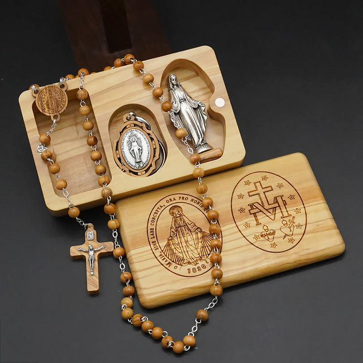 Christianartworkshop Set di rosari devozionali in legno d'ulivo della Vergine Maria in stile classico - Vergine Maria - image 0