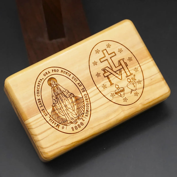 Set di rosari devozionali in legno d'ulivo della Vergine Maria in stile classico Christianartworkshop - image 9