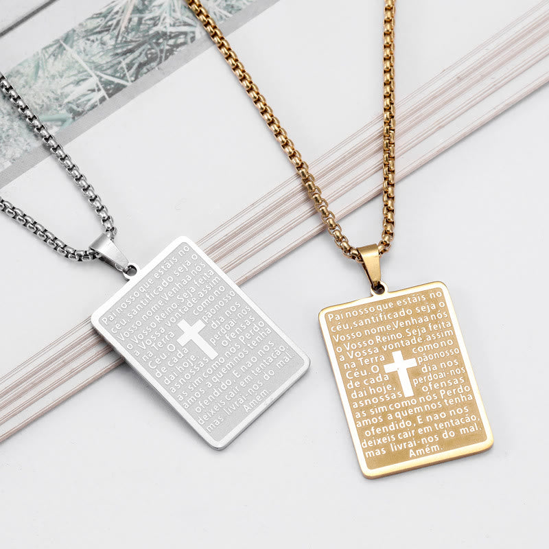 Collana con ciondolo a croce del Padre Nostro in stile classico Christianartworkshop - image 0