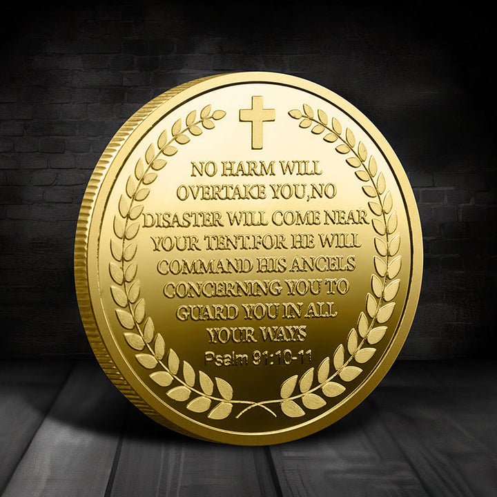 Christianartworkshop Stile classico San Michele Arcangelo Salmo 91:10-11 Moneta sfida Protezione Rafforzamento - image 1