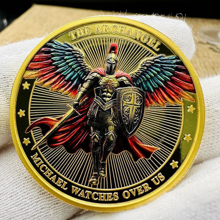 Christianartworkshop Stile classico San Michele Arcangelo Guardiano Salmo 91:10-11 Moneta di protezione e rafforzamento della connessione - Arcangelo Michele - image 0