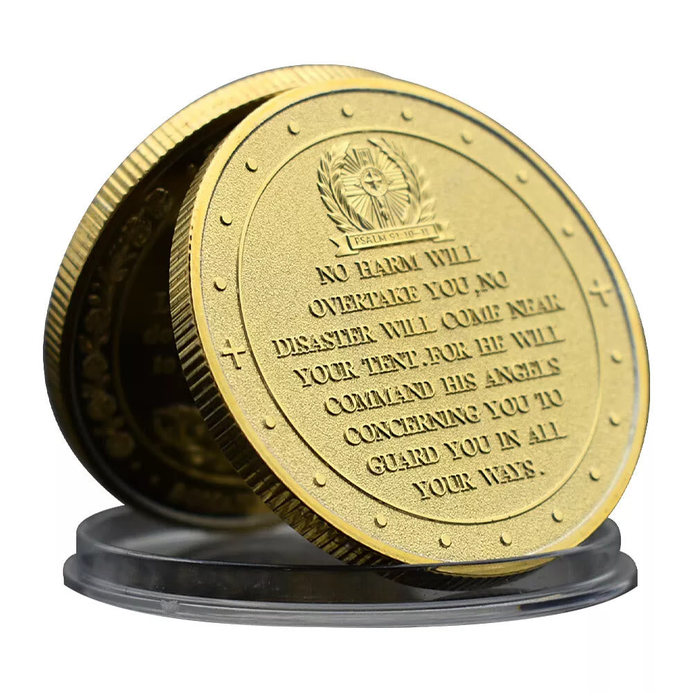 Christianartworkshop Stile classico San Michele Arcangelo Guardiano Salmo 91:10-11 Moneta di protezione e rafforzamento della connessione - image 2