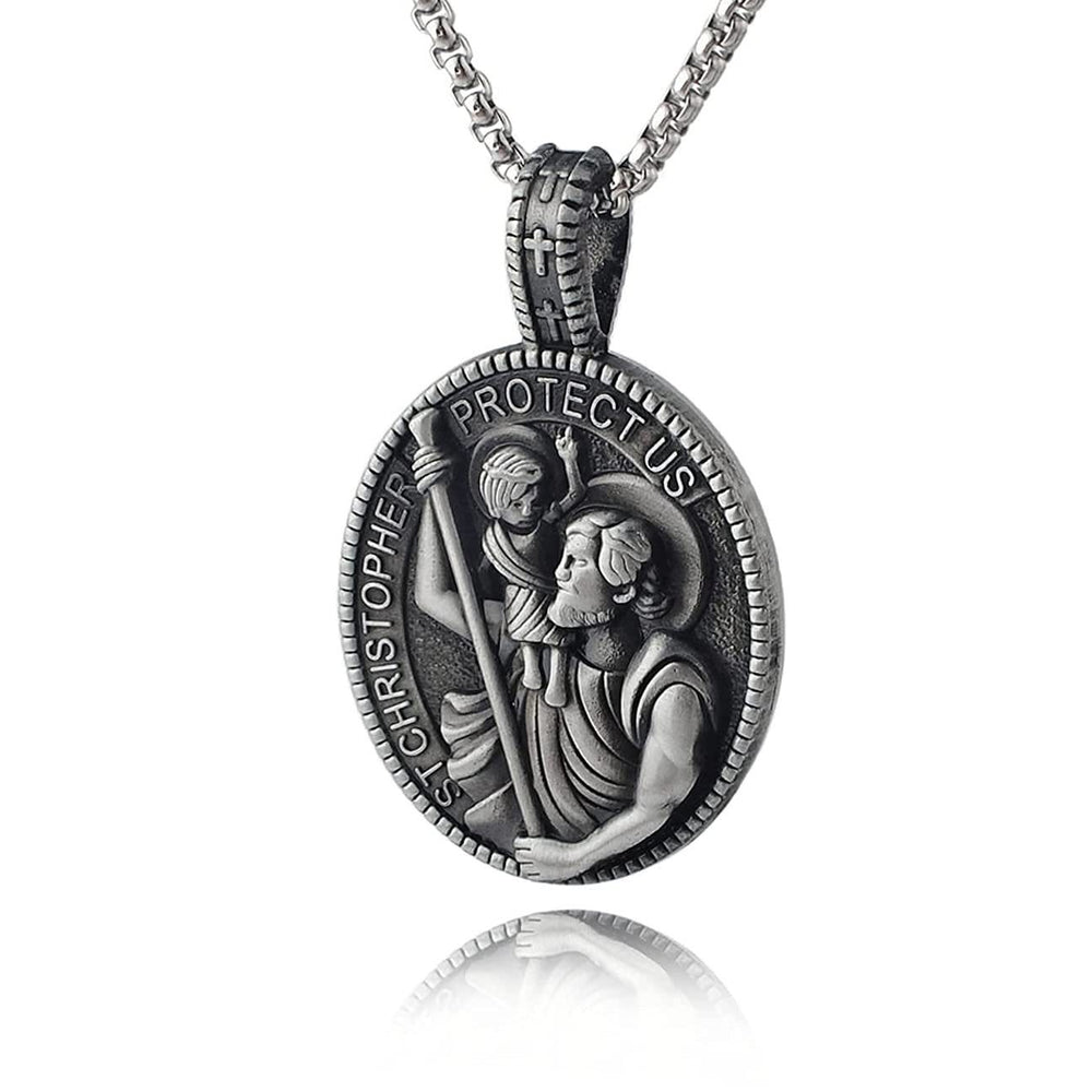 Christianartworkshop Collana con ciondolo "San Cristoforo proteggici" in stile classico - image 1