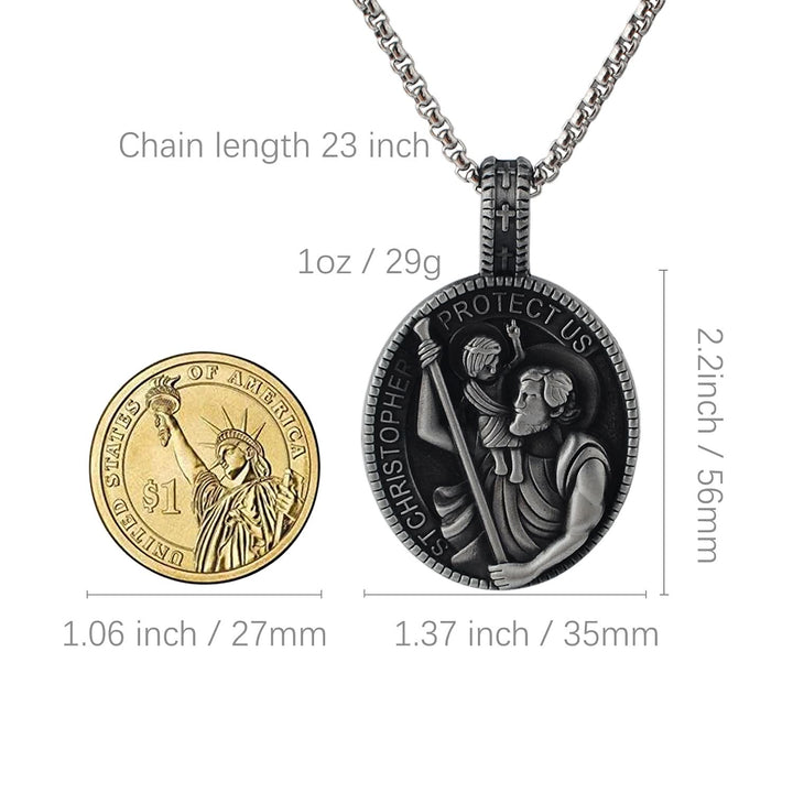 Christianartworkshop Collana con ciondolo "San Cristoforo proteggici" in stile classico - image 2