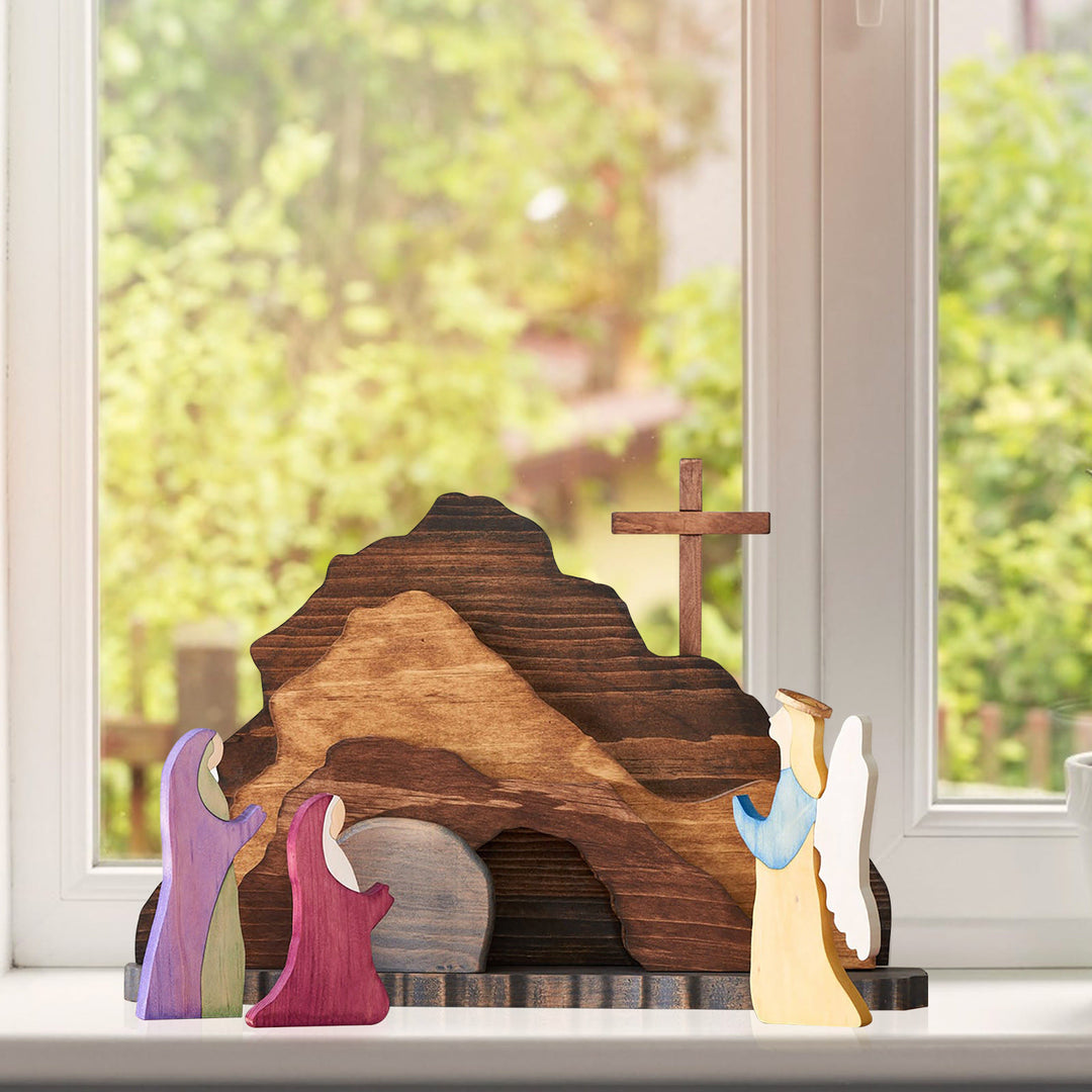 Christianartworkshop Ornamenti in legno della Resurrezione di Gesù Cristo, realizzati artigianalmente in stile moderno e colorato - Legna - image 0