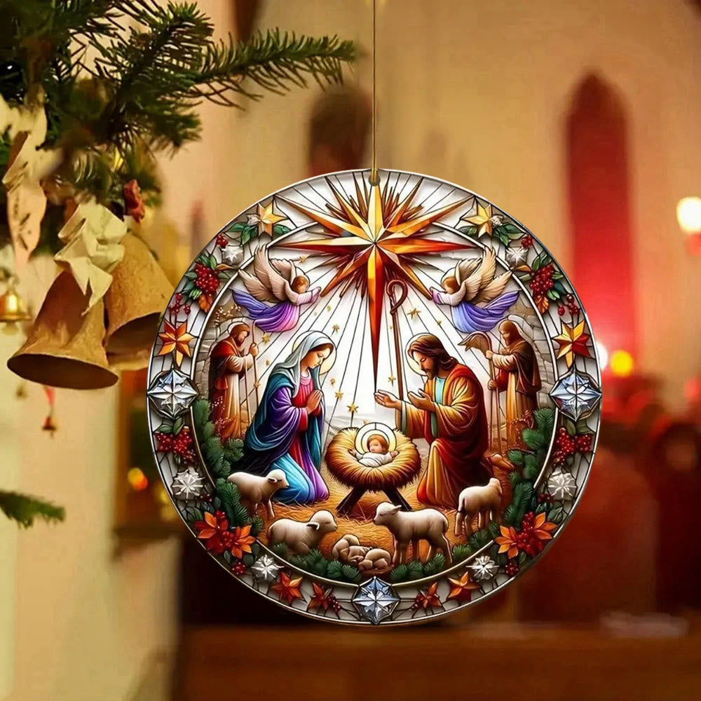 Christianartworkshop Stili di vetrate colorate Decorazioni da appendere alla natività B - image 1