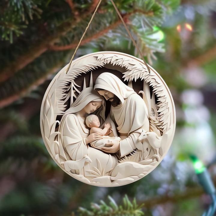 Christianartworkshop Stili di scultura realistici Sacra Famiglia Natività Ornamenti da appendere B - Presepe - image 0