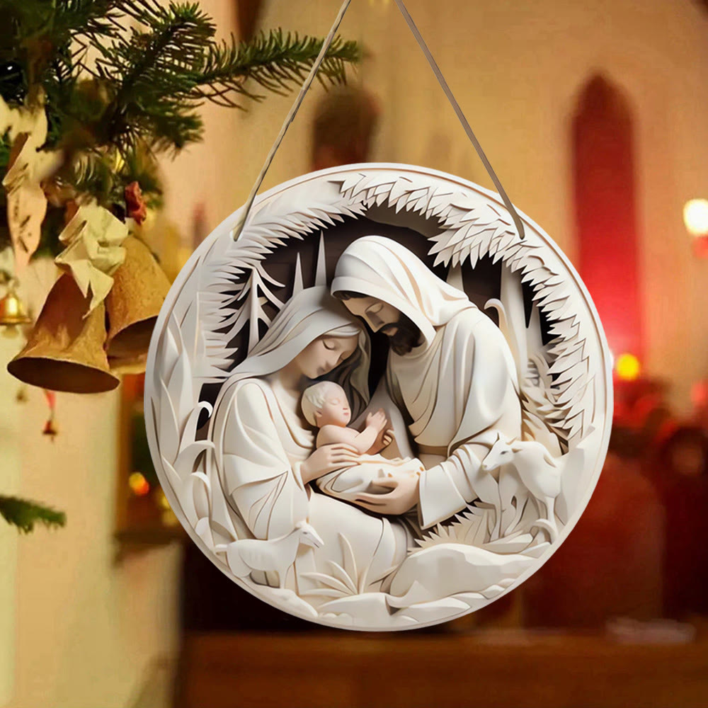 Christianartworkshop Stili di scultura realistici Sacra Famiglia Natività Ornamenti da appendere B - image 2
