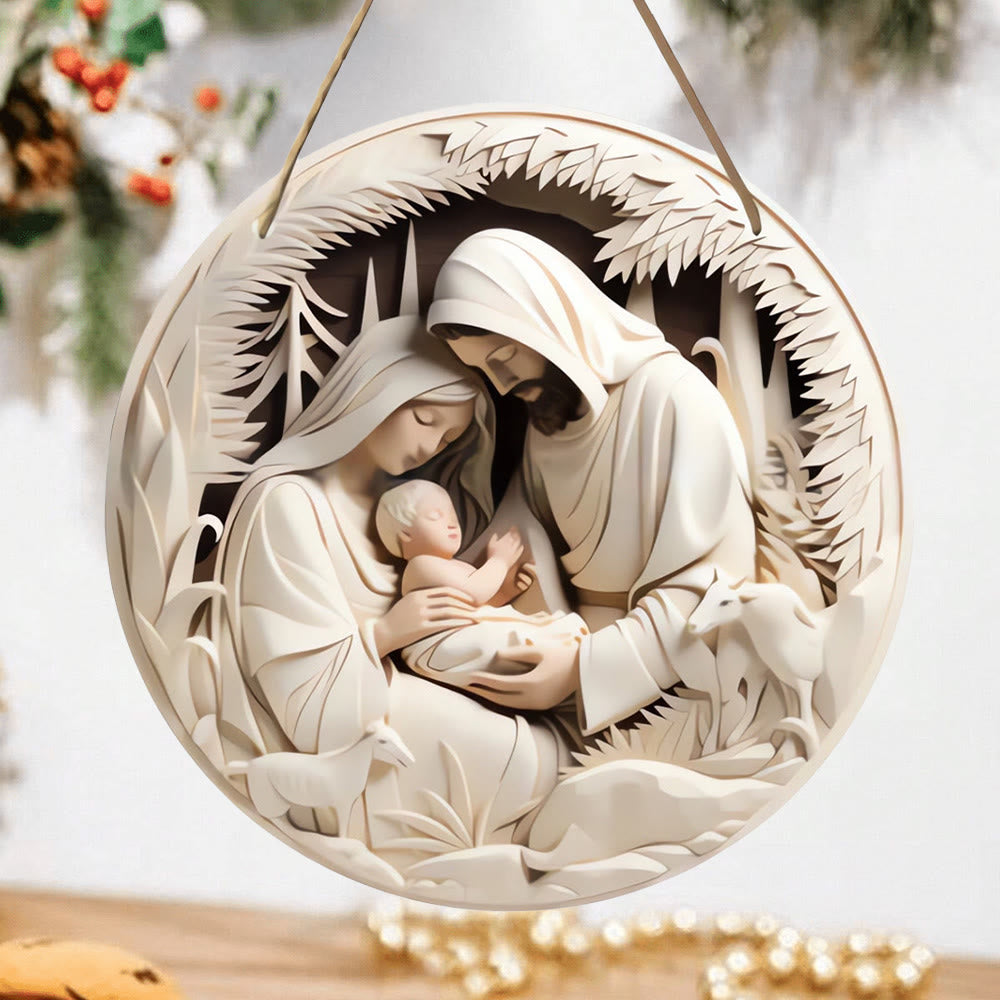 Christianartworkshop Stili di scultura realistici Sacra Famiglia Natività Ornamenti da appendere B - image 1