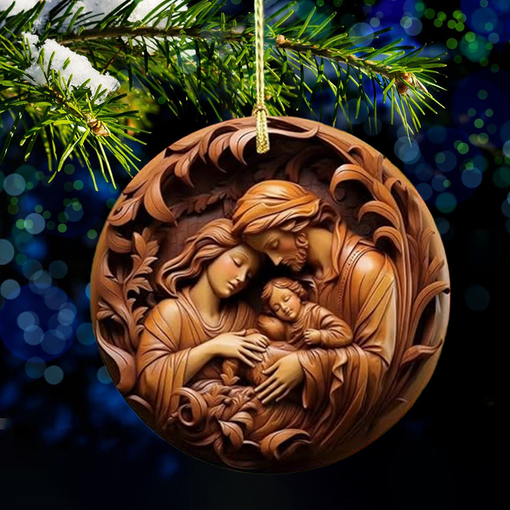 Christianartworkshop Decorazioni natalizie da appendere in stile retrò Natività A - image 1