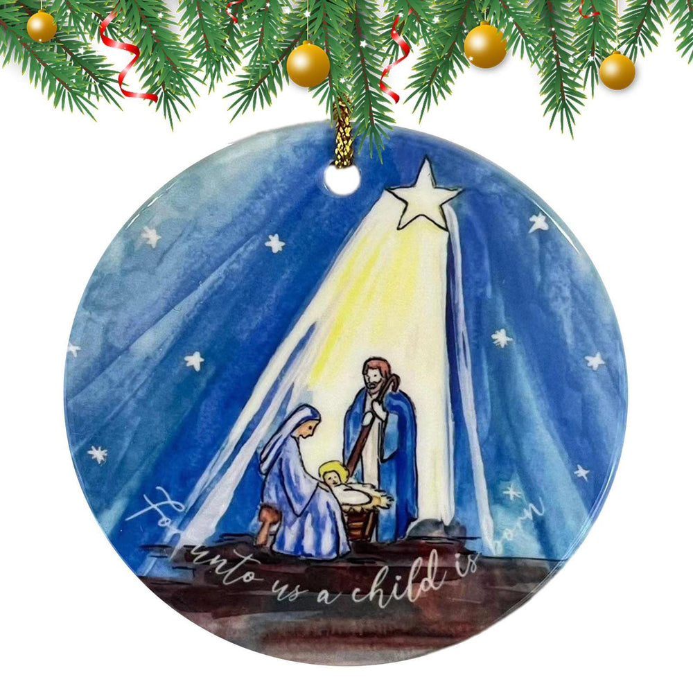 Christianartworkshop Presepe di Natale in stile colorato, Notte stellata, Decorazioni natalizie in acrilico da appendere - image 1