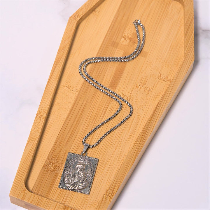 Collana con ciondolo a medaglia di Gesù e Maria, Madonna e Bambino, stile classico Christianartworkshop - image 3