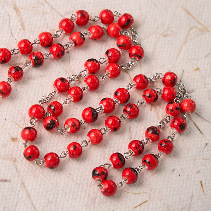 Christianartworkshop Nostra Signora di Guadalupe e Crocifisso di Rosario in lega di ceramica rossa rotonda da 8 mm - image 7