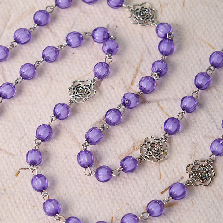 Christianartworkshop Rosario con catena in lega acrilica viola rotonda da 8 mm Holy Gail e Crocifisso - image 6