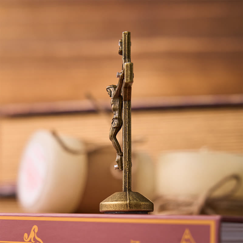 Ornamento a forma di croce di San Benedetto intarsiato in legno, stile classico europeo tradizionale Christianartworkshop - image 6