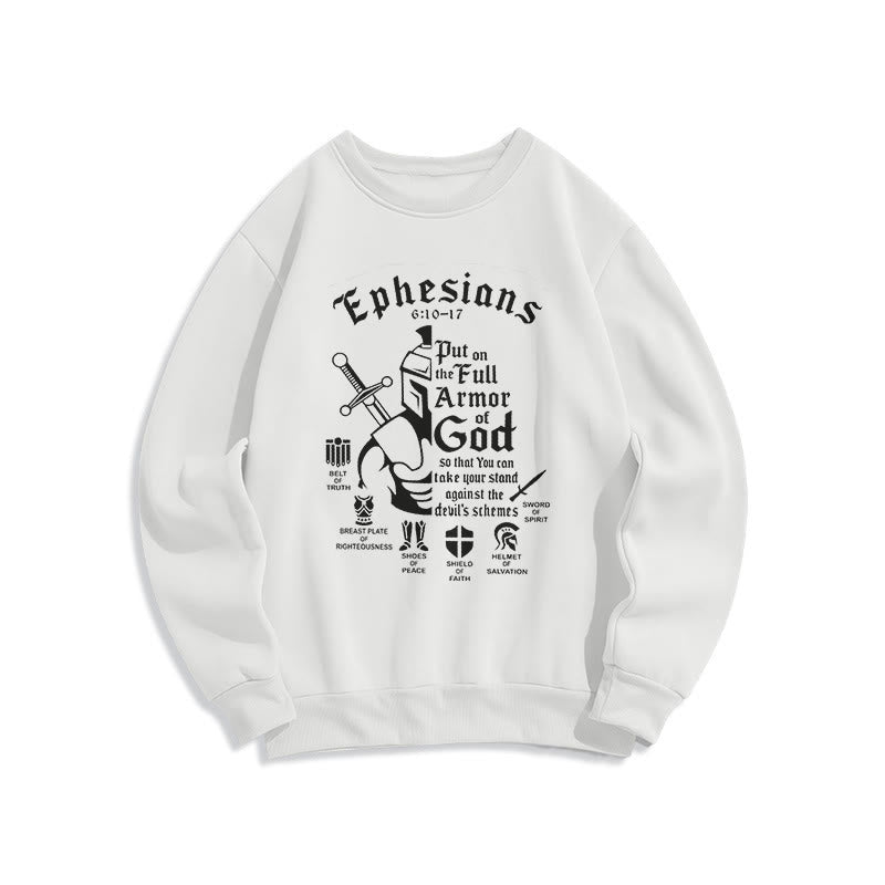 Felpa in poliestere foderata in pile con armatura completa di Dio in stile citazione Christianartworkshop - Bianco - 2XL - image 10