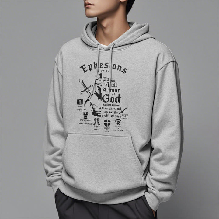 Felpa con cappuccio in poliestere foderata in pile con citazione di Christianartworkshop Stile Armatura di Dio - image 32