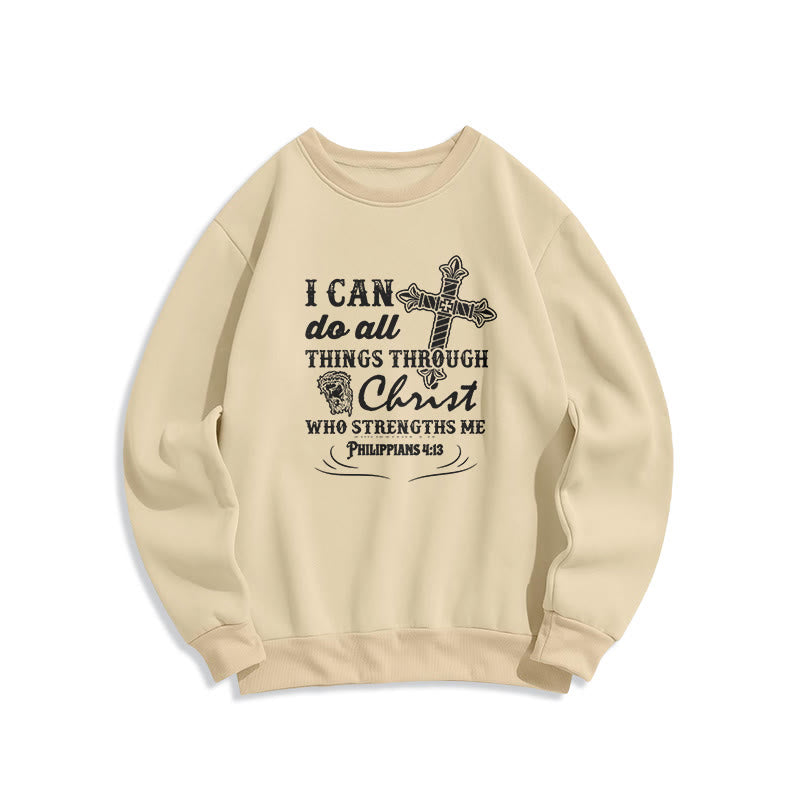 Felpa in poliestere foderata in pile con citazione "Posso fare tutte le cose" Christianartworkshop - Beige - 2XL - image 10