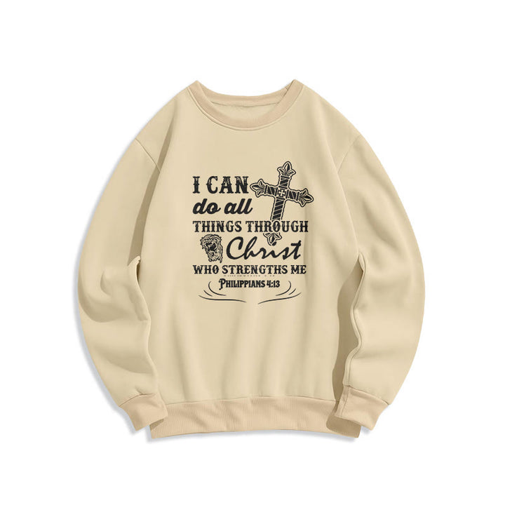 Felpa in poliestere foderata in pile con citazione "Posso fare tutte le cose" Christianartworkshop - Beige - 2XL - image 10