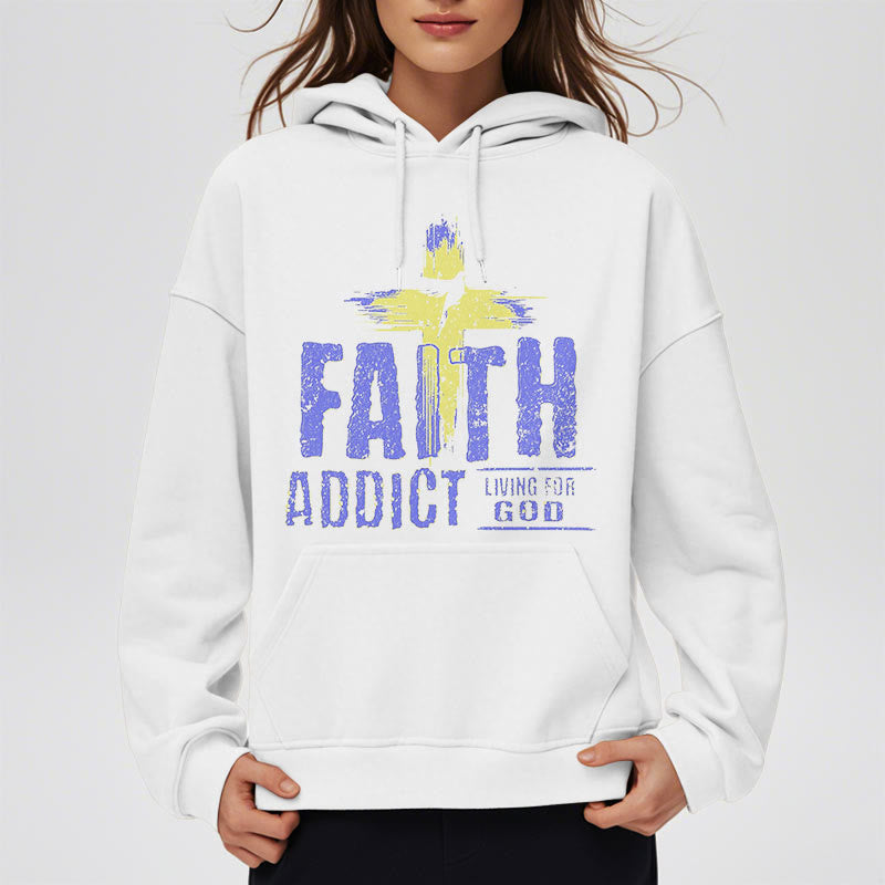 Christianartworkshop Felpa con cappuccio in poliestere foderata in pile "Faith Addict Living For God" in stile colorato - image 1