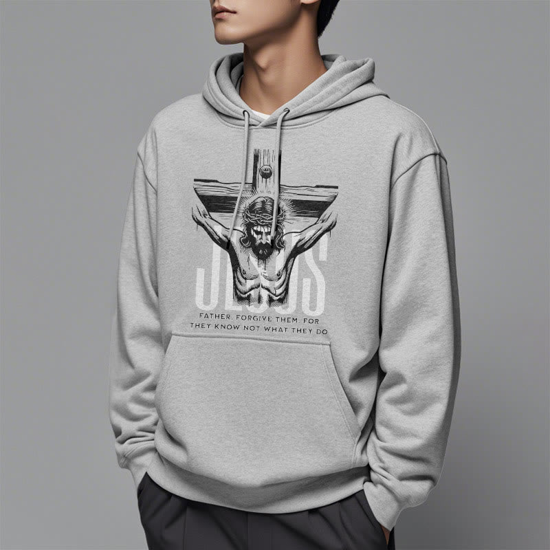 Felpa con cappuccio in poliestere foderata in pile con crocifisso "Padre perdona loro" in stile classico Christianartworkshop - image 32