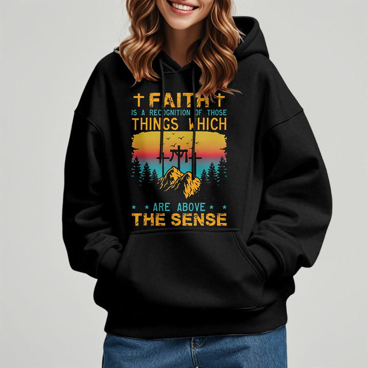 Christianartworkshop Felpa con cappuccio in poliestere foderata in pile "Faith Is A Recognition" in stile colorato - image 8