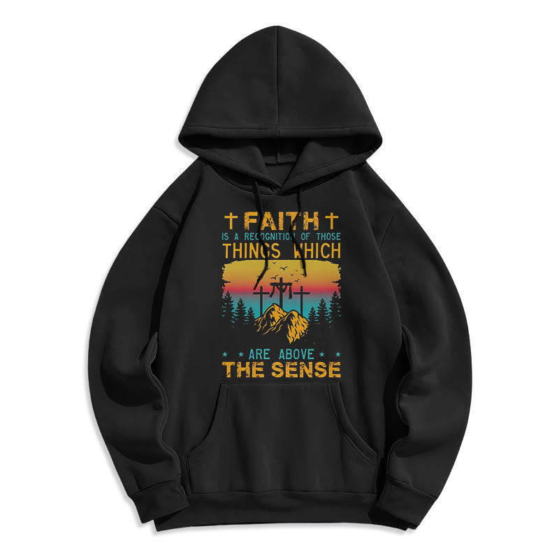 Christianartworkshop Felpa con cappuccio in poliestere foderata in pile "Faith Is A Recognition" in stile colorato - Nero - 2XL - image 5