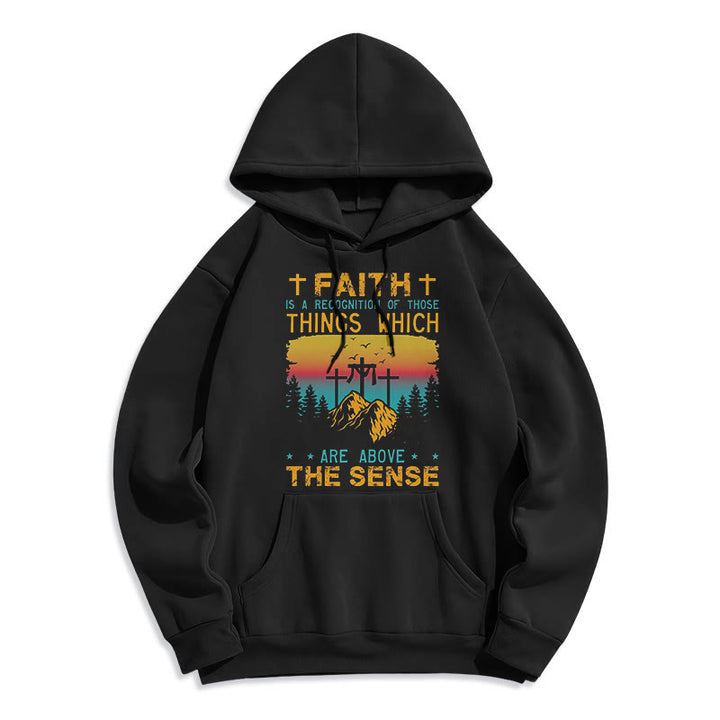 Christianartworkshop Felpa con cappuccio in poliestere foderata in pile "Faith Is A Recognition" in stile colorato - Nero - 2XL - image 5
