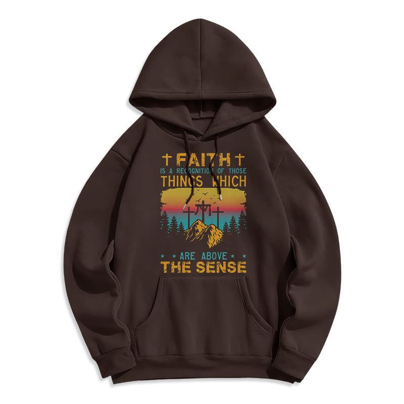 Christianartworkshop Felpa con cappuccio in poliestere foderata in pile "Faith Is A Recognition" in stile colorato - Marrone - 2XL - image 0