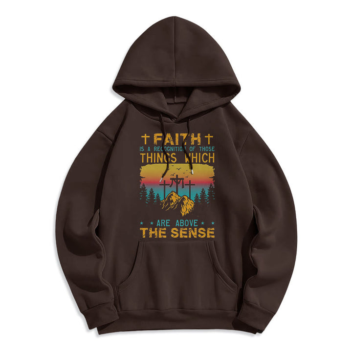 Christianartworkshop Felpa con cappuccio in poliestere foderata in pile "Faith Is A Recognition" in stile colorato - Marrone - 2XL - image 0