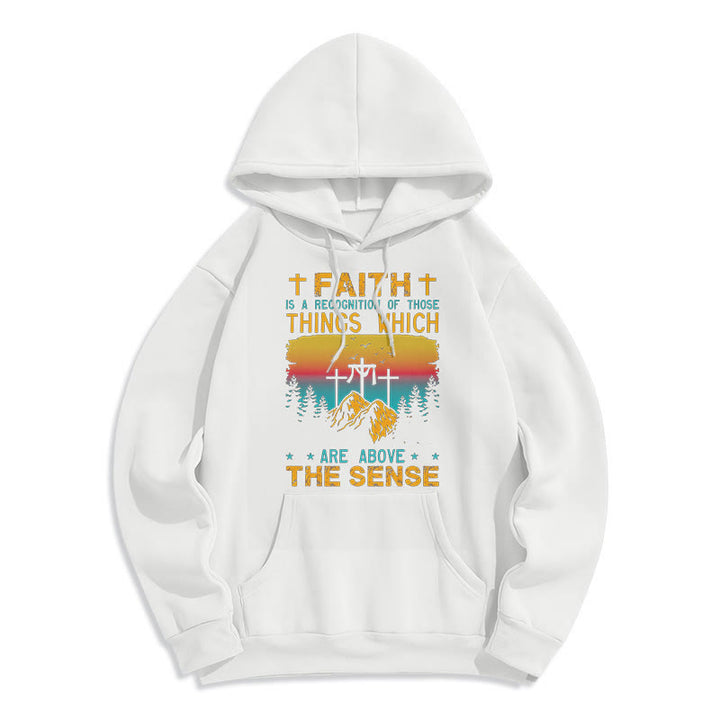 Christianartworkshop Felpa con cappuccio in poliestere foderata in pile "Faith Is A Recognition" in stile colorato - Bianco - 2XL - image 10