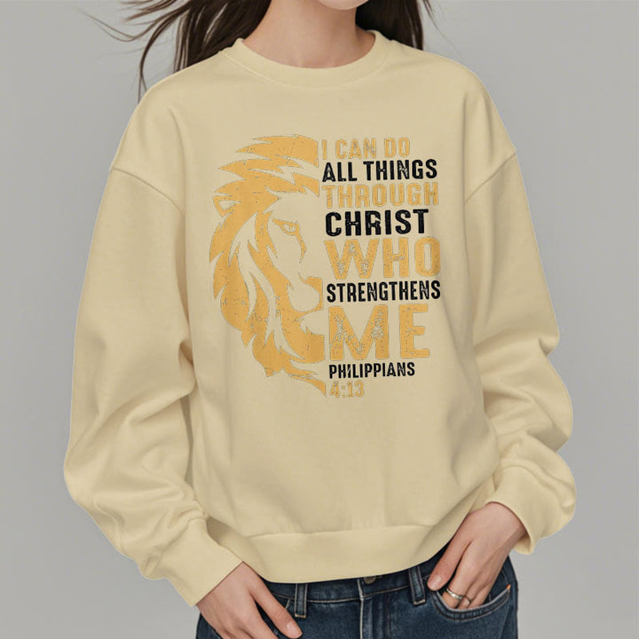 Felpa in poliestere foderata in pile con citazione Christianartworkshop "Cristo mi rafforza" - image 18