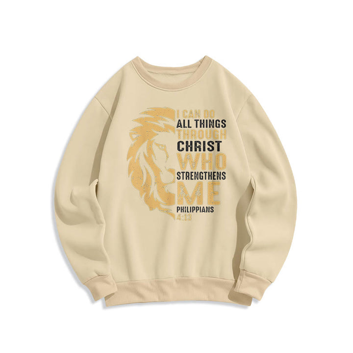 Felpa in poliestere foderata in pile con citazione Christianartworkshop "Cristo mi rafforza" - Beige - 2XL - image 15