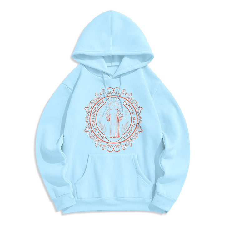 Felpa con cappuccio in poliestere foderata in pile con stemma floreale di San Benedetto, in stile classico Christianartworkshop - Blu - 2XL - image 25