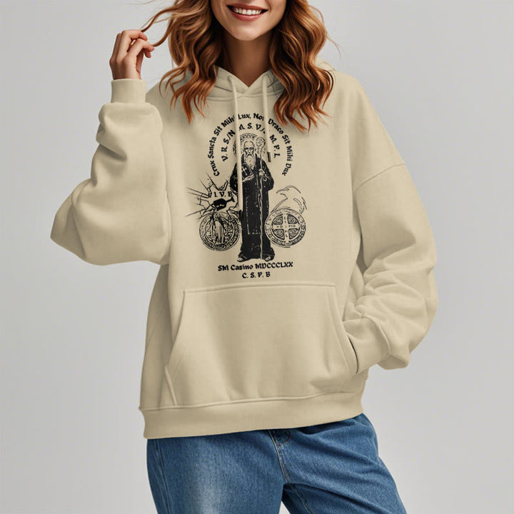 Felpa con cappuccio in poliestere foderata in pile con figura di San Benedetto in stile classico Christianartworkshop - image 13