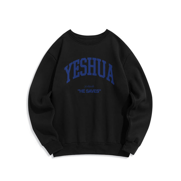 Felpa in poliestere foderata in pile stile classico Christianartworkshop Yeshua He Saves - Nero - 2XL - image 0