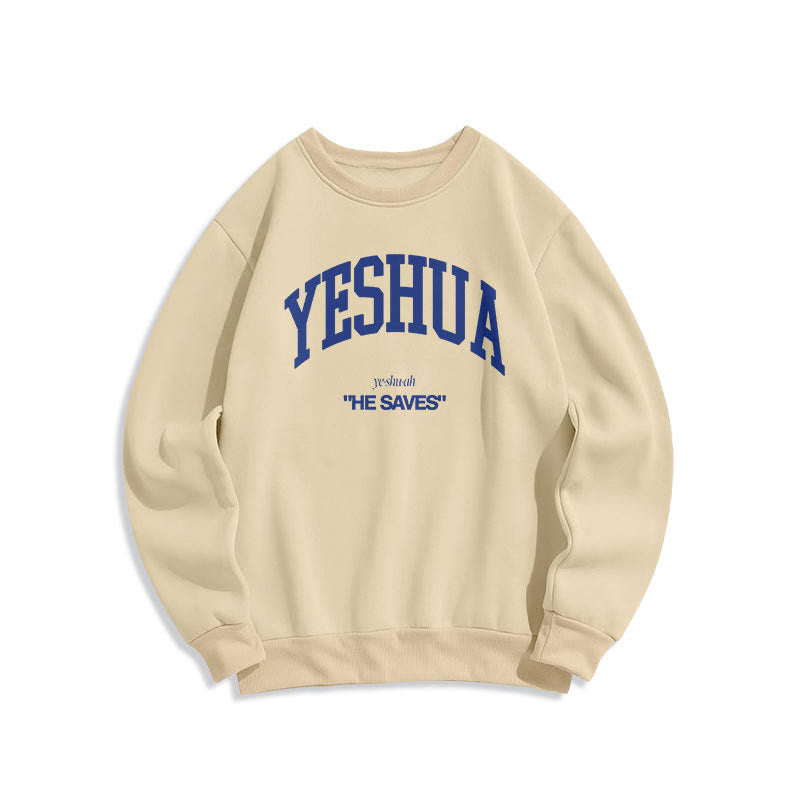 Felpa in poliestere foderata in pile stile classico Christianartworkshop Yeshua He Saves - Beige - 2XL - image 5