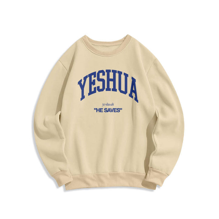 Felpa in poliestere foderata in pile stile classico Christianartworkshop Yeshua He Saves - Beige - 2XL - image 5
