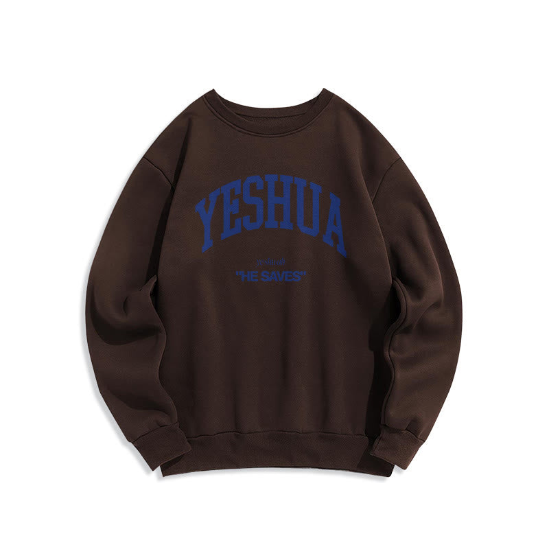Felpa in poliestere foderata in pile stile classico Christianartworkshop Yeshua He Saves - Marrone - 2XL - image 15