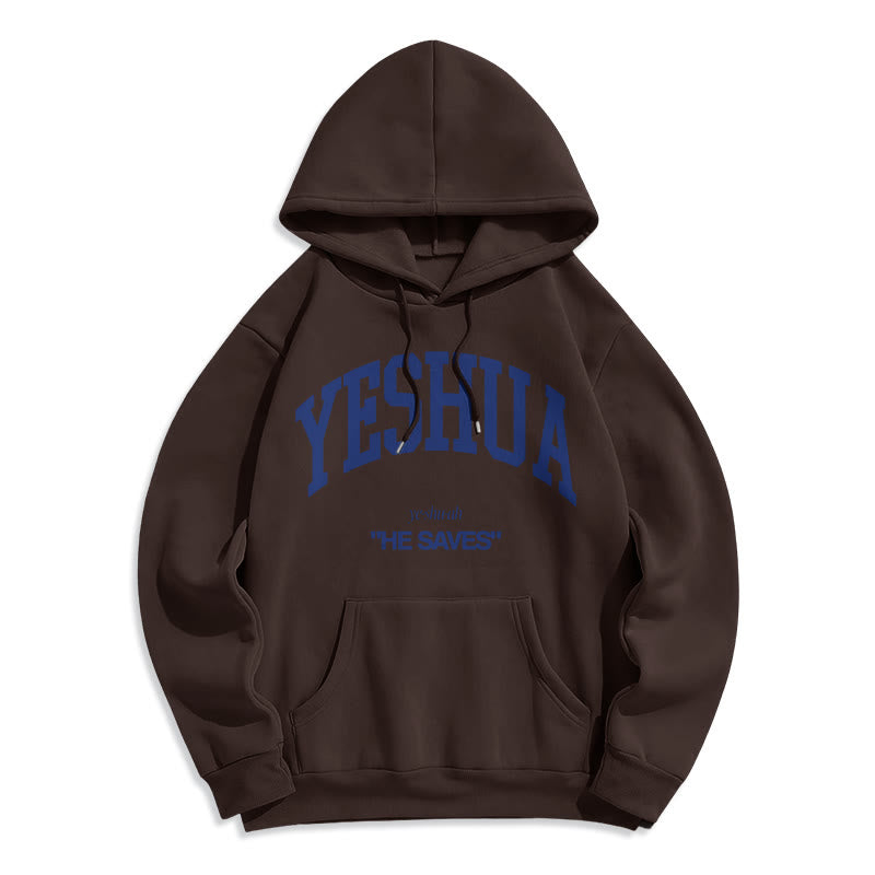 Felpa con cappuccio in poliestere foderata in pile stile classico Christianartworkshop Yeshua He Saves - Marrone - 2XL - image 20
