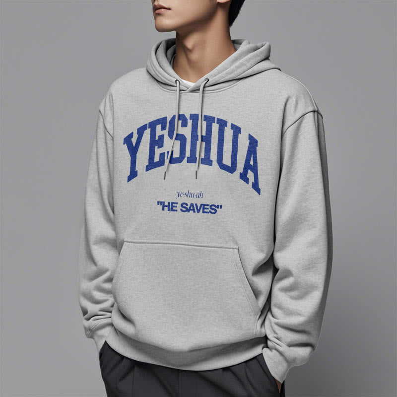 Felpa con cappuccio in poliestere foderata in pile stile classico Christianartworkshop Yeshua He Saves - image 7