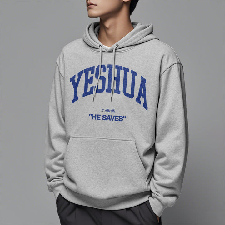 Felpa con cappuccio in poliestere foderata in pile stile classico Christianartworkshop Yeshua He Saves - image 7