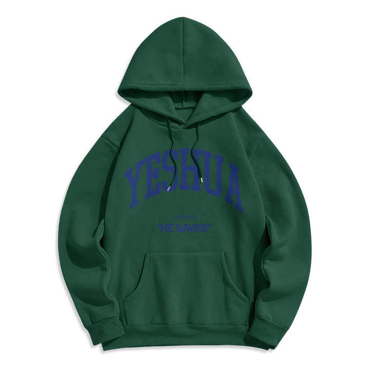 Felpa con cappuccio in poliestere foderata in pile stile classico Christianartworkshop Yeshua He Saves - Verde - 2XL - image 25