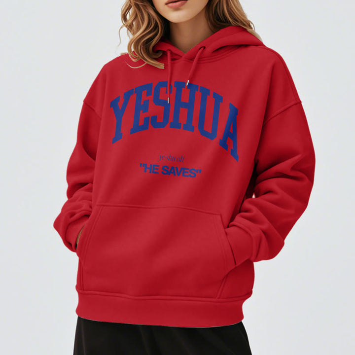 Felpa con cappuccio in poliestere foderata in pile stile classico Christianartworkshop Yeshua He Saves - image 37